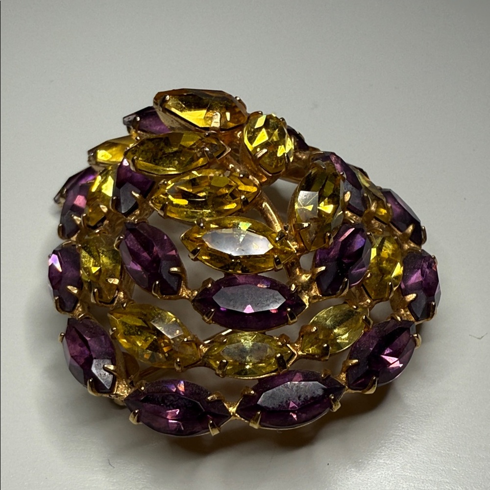 ⭐️Coveted Christian Dior by Kramer vintage yellow Purple Leaf Brooch pin rare
